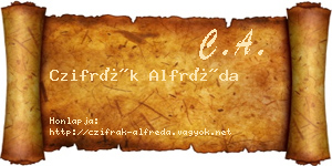Czifrák Alfréda névjegykártya